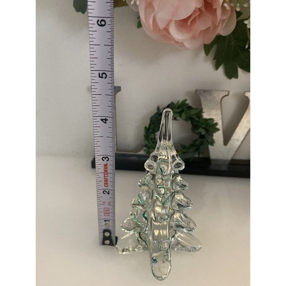 Vintage ROC Clear Crystal Green Ribbon Christmas Tree or Paperweight 4.5" Taiwan - Picture 11 of 16